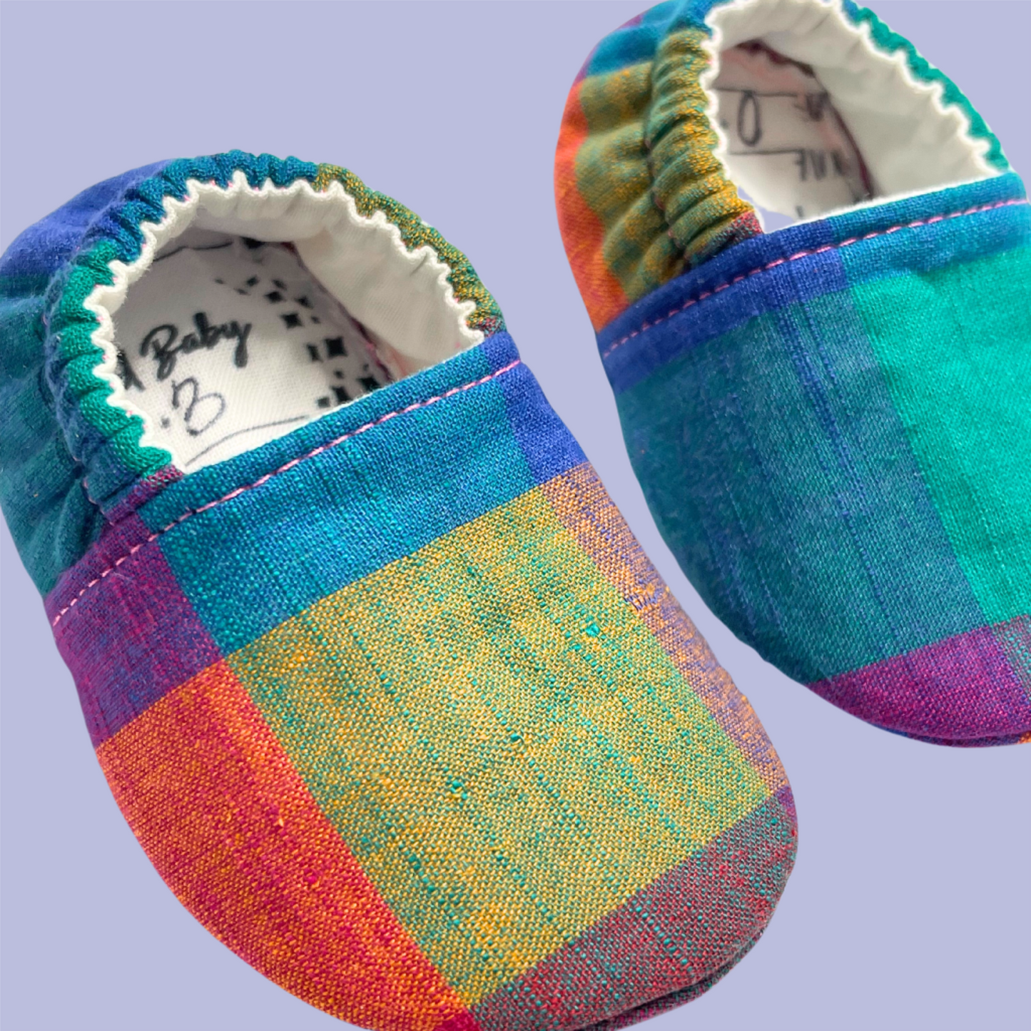 Handcrafted Madras Plaid Soft Sole Baby Shoes | Kansas City Made | Promotes Proper Foot Development | Ready to Ship