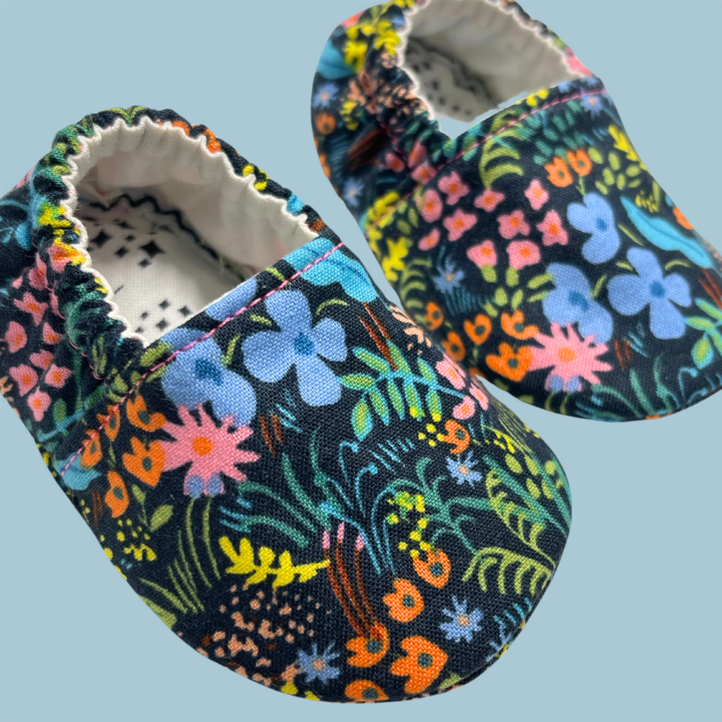 Neon Meadow Soft Sole Baby Shoes – Ready to Ship, Handmade in Kansas City