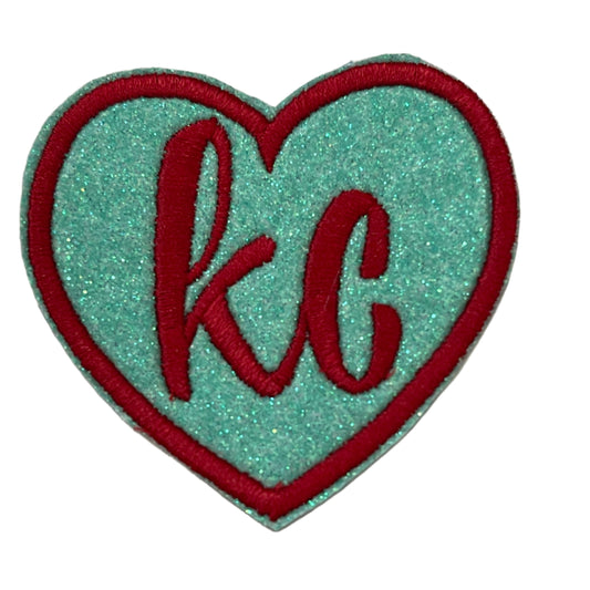 KC Heart Iron-On Patch - Retro Style in KC Current Colors