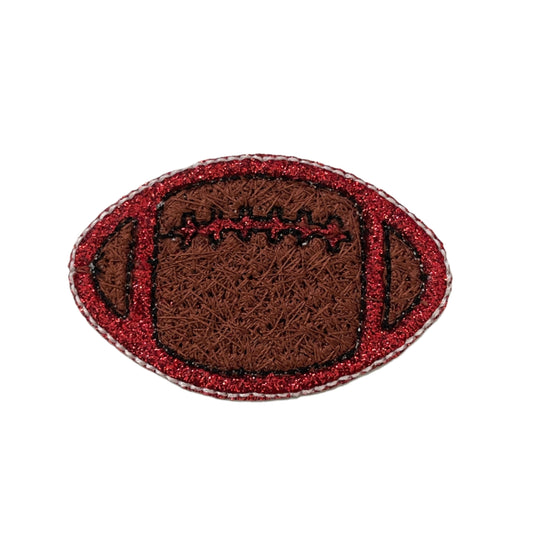 Red sparkle Kansas City Chiefs football patch with vibrant design.