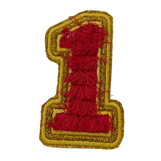 Number 1 Embroidered Patch - Kansas City Chiefs Team Colors for Custom Hats