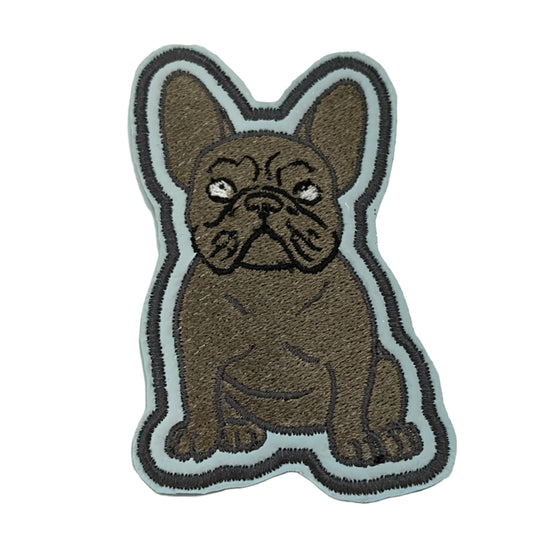 French Bulldog iron-on patch featuring an adorable design for dog lovers.