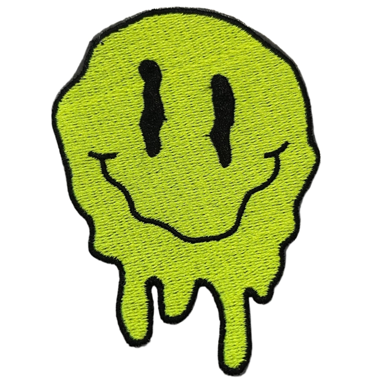 Melting Smiley Face Iron-On Patch - Edgy and Fun Retro Style