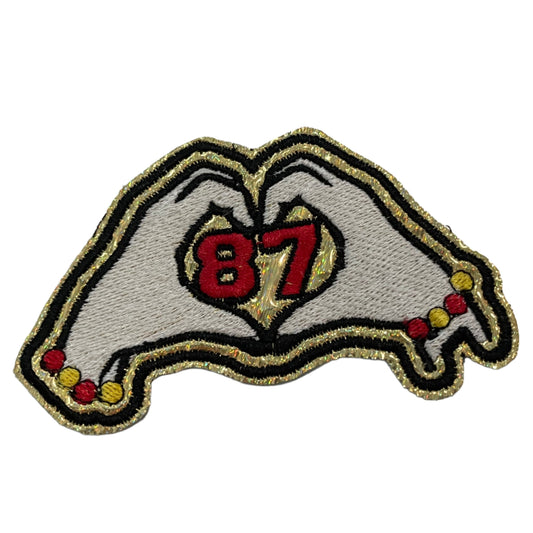 Taylor Swift heart hands iron-on patch with 87 design.