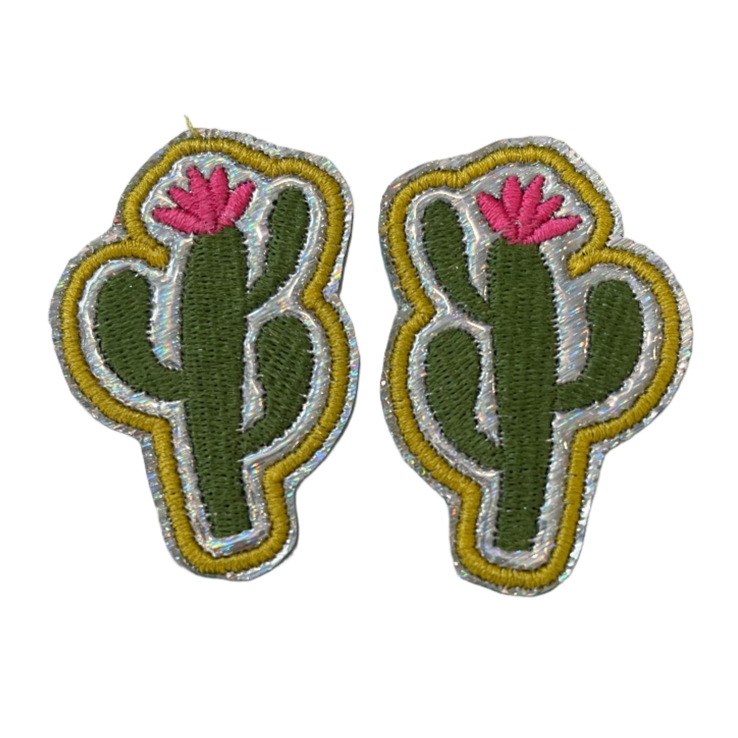 Trendy Cactus Patch with Pink Flower for Custom Hats, Apparel, and Accessories