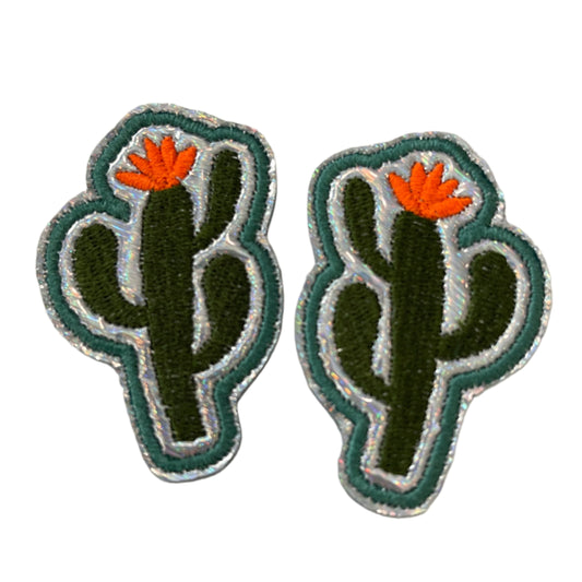 Southwest Style Cactus Patch with Orange Flower for Custom Hats, Apparel, and Accessories