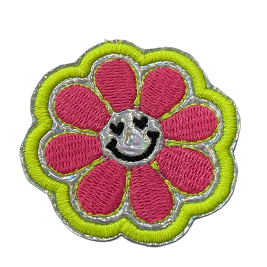 Smiley Flower Embroidered Patch - Perfect for Custom Trucker Hats