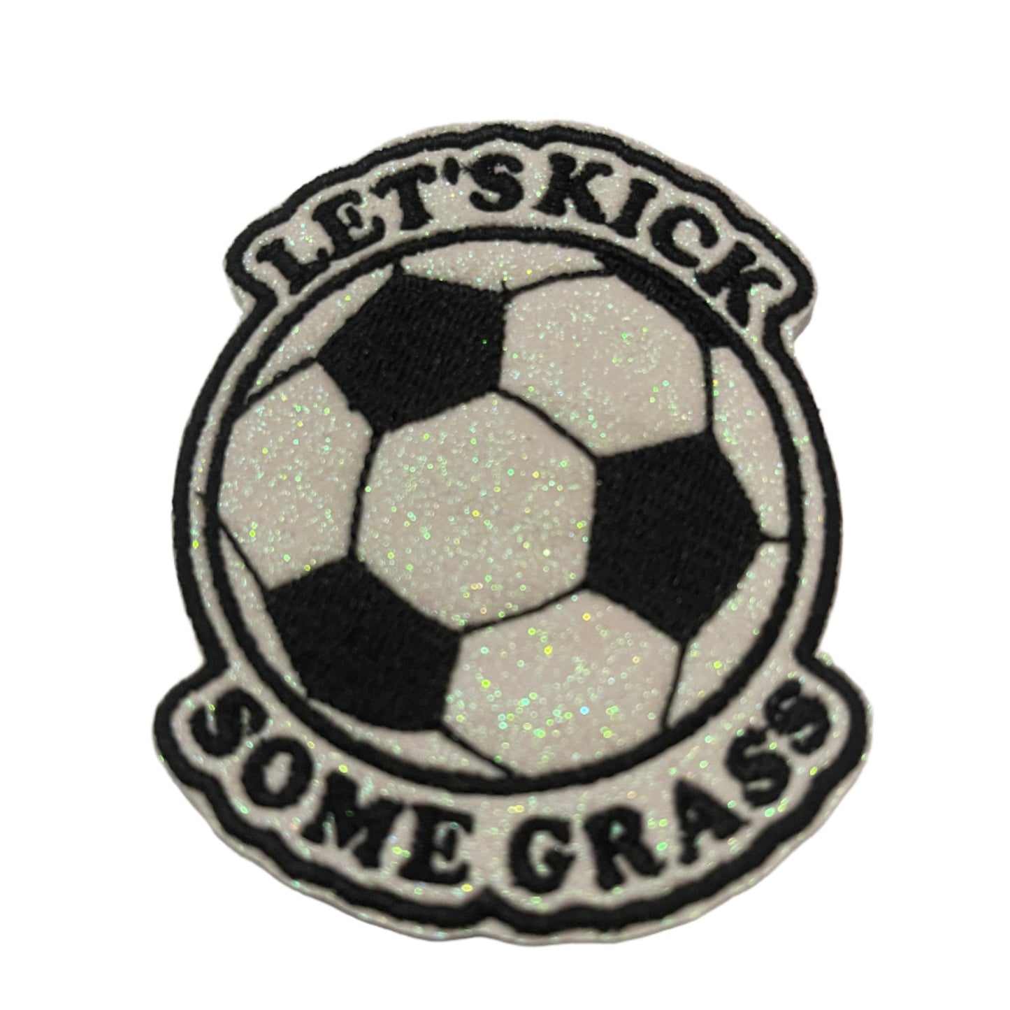 Handmade Soccer Iron-On Patch - Let's Kick Some Grass - Sporty Fun and Humor