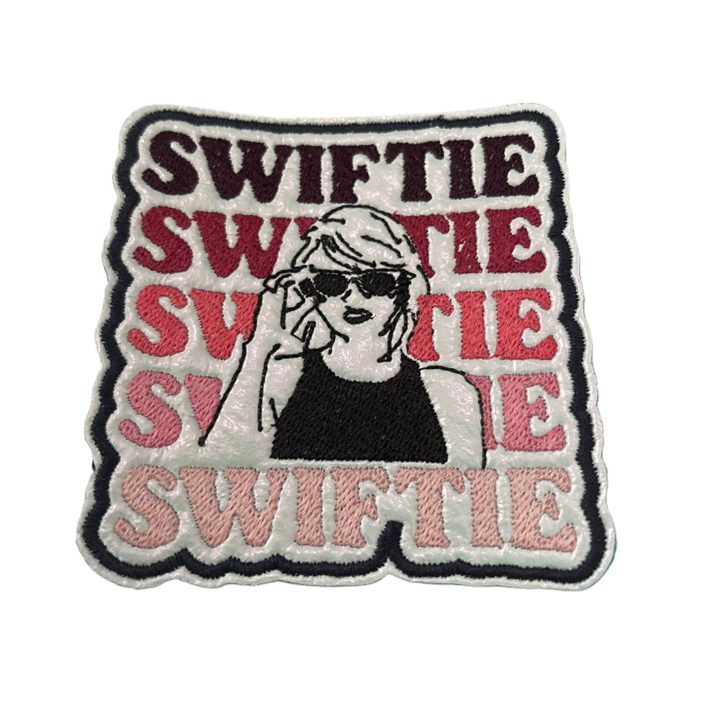 Handmade SWIFTIE Iron-On Patch | Red and Pink Gradient, Pop Star Illustration