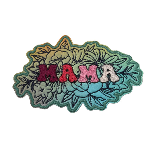 Floral "MAMA" Iron-On Patch - Funky and Fresh Retro Design