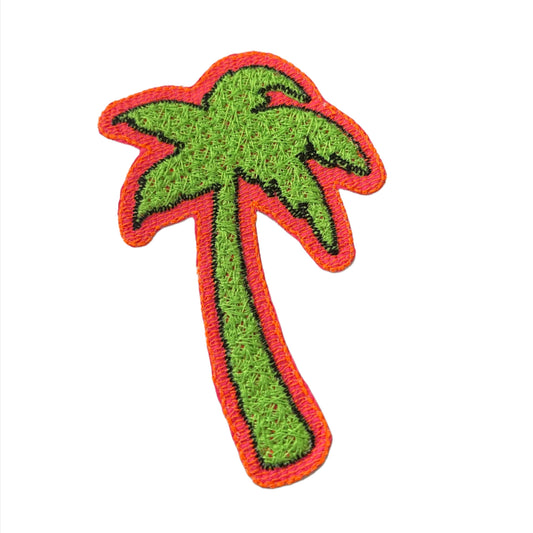 Neon Palm Tree Embroidered Patch - Perfect for Custom Trucker Hats