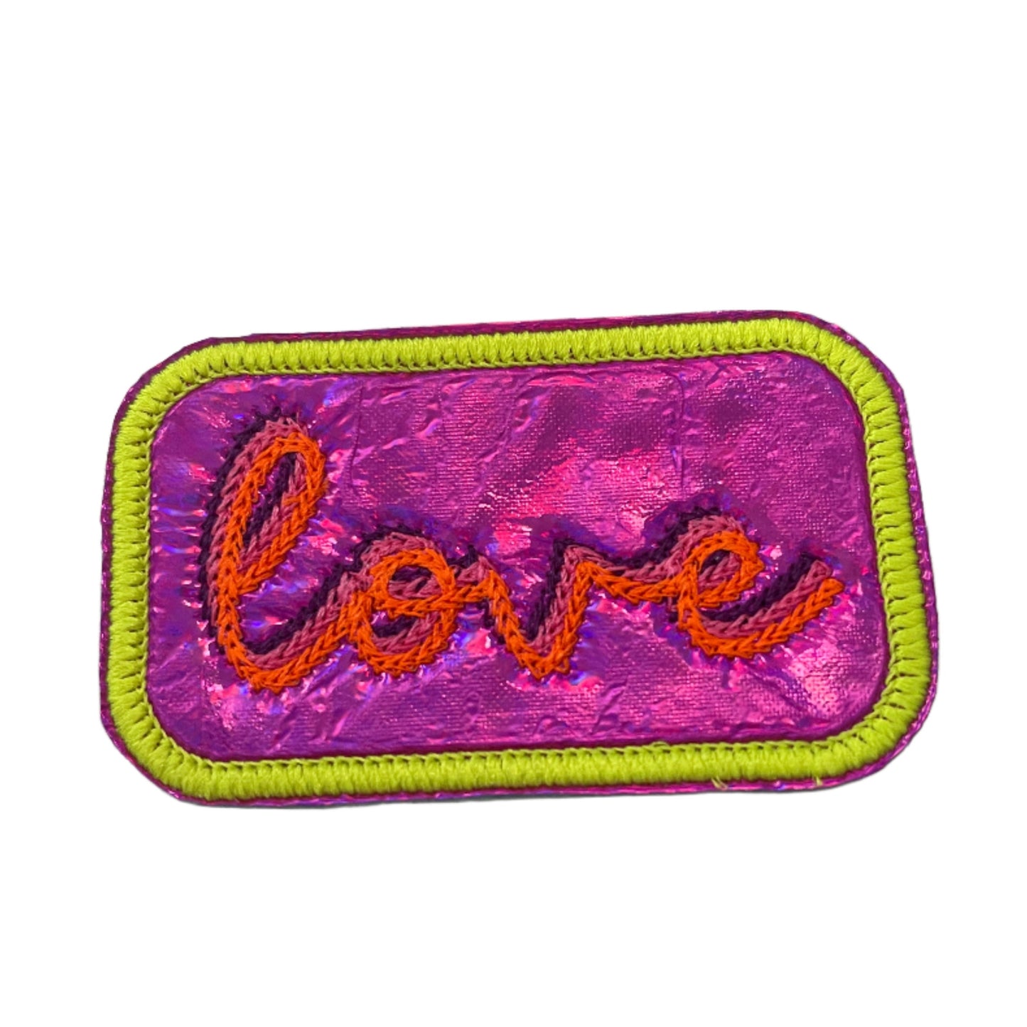 Neon "Love" Iron-On Patch - Bright and Bold Retro Style