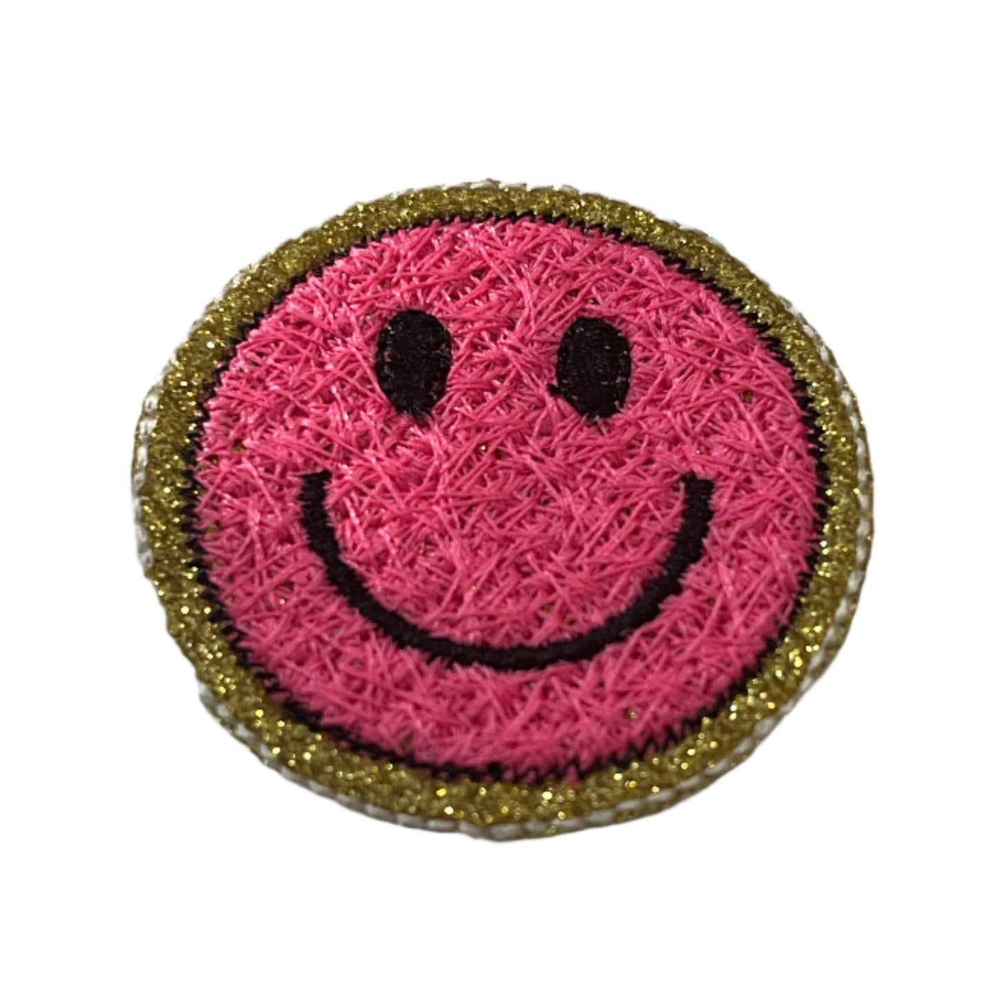 Pink Smiley Face Embroidered Patch - Perfect for Custom Trucker Hats