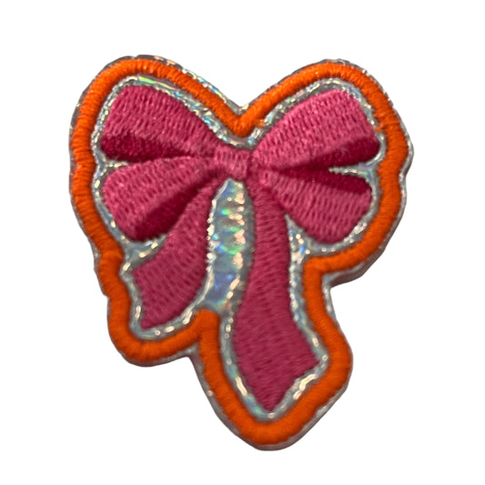 Pink Ribbon Bow Embroidered Patch - Perfect for Custom Trucker Hats