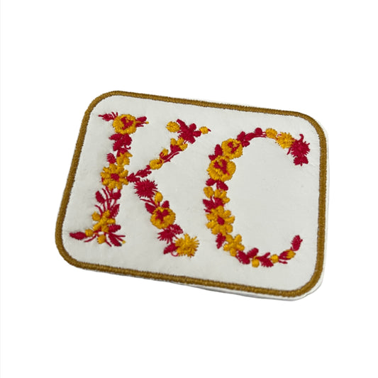 Floral KC Iron-On Patch - Stylish and Artistic Retro Design