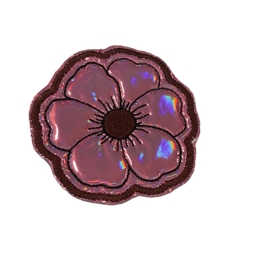 Groovy Holographic Pink Flower Patch | Customizable & Trendy