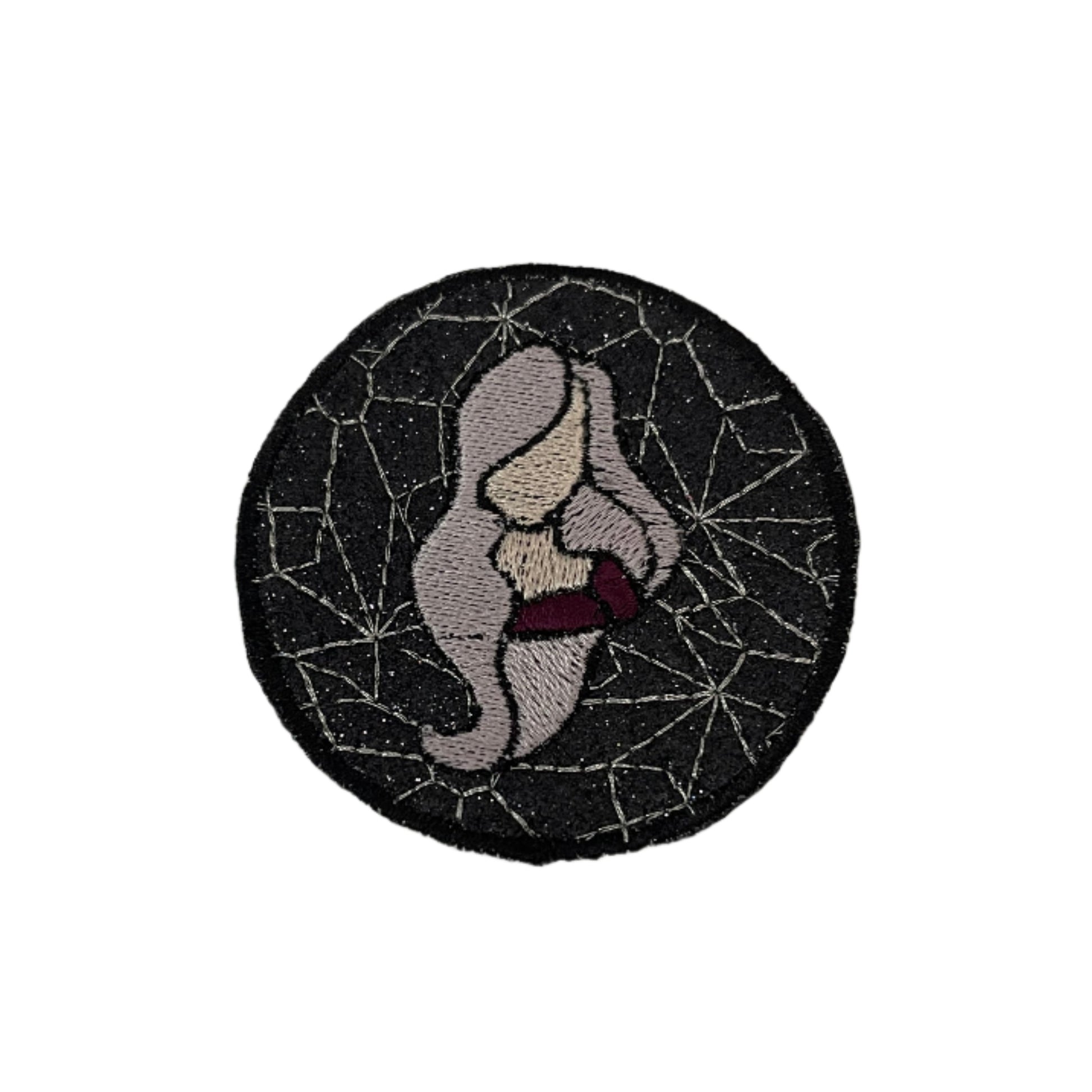 Sarah Sanderson embroidered patch featuring a witchy design, perfect for customizing clothing and accessories.