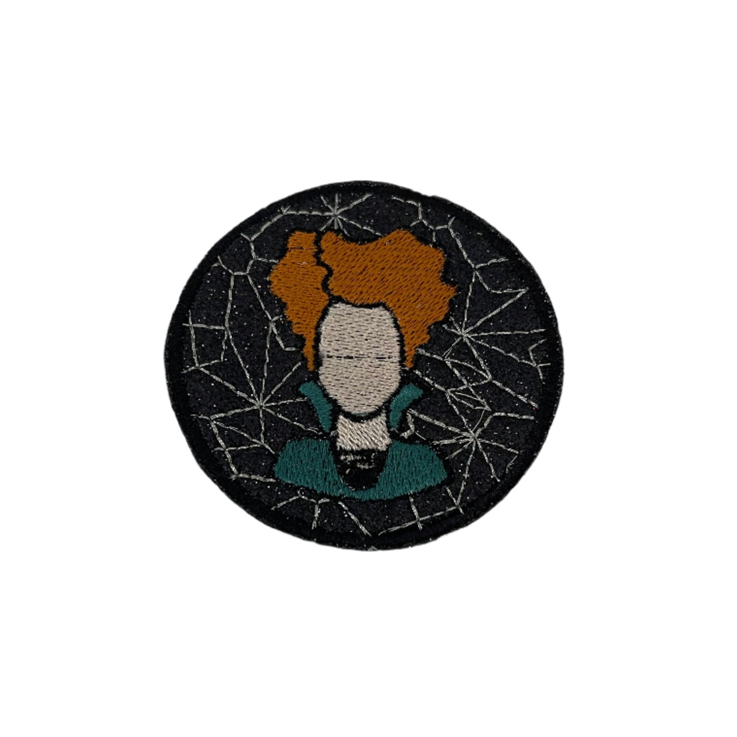 Winifred Sanderson embroidered patch featuring a witchy design, perfect for customizing clothing and accessories.