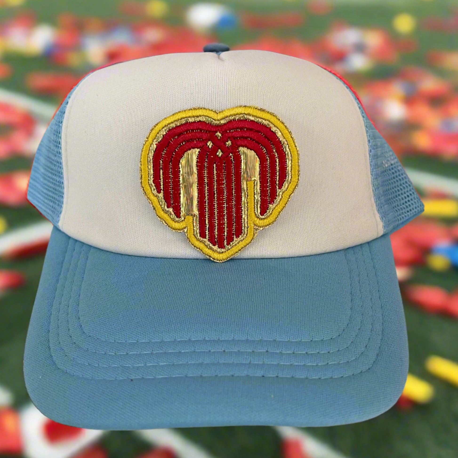 Kansas City Fountain Logo iron-on patch in Chiefs colors, perfect for adding a touch of local pride to any apparel.