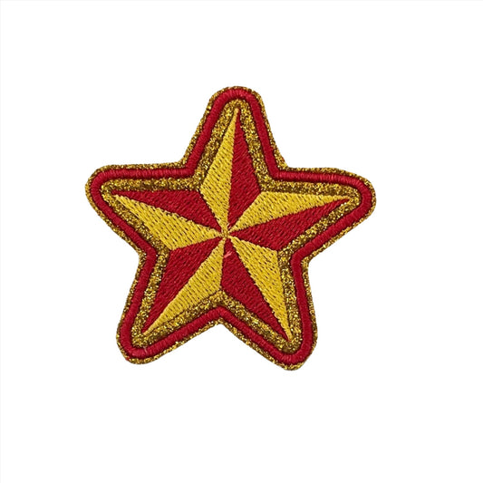 Bold Star Embroidered Patch in Kansas City Chiefs Colors – Customizable Hat Accessory