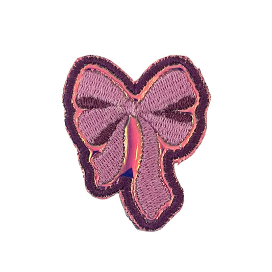 Lavender bow embroidered patch, perfect for adding a trendy and stylish touch to various accessories.