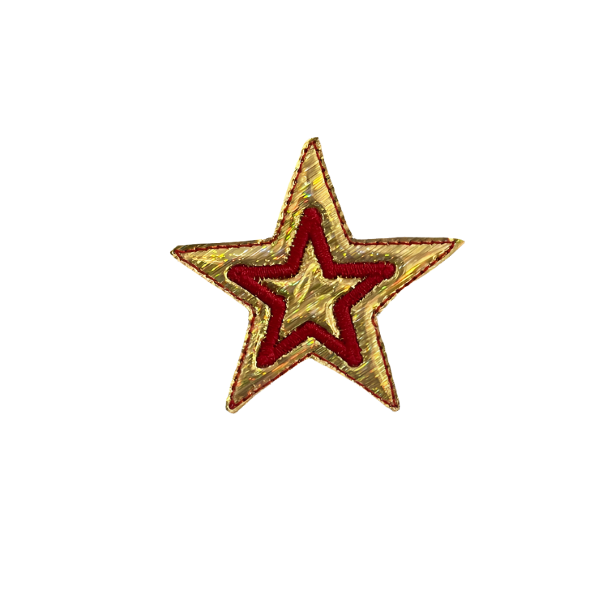 KC Chiefs Inspired Star Iron-On Patch - Red and Gold Embroidery