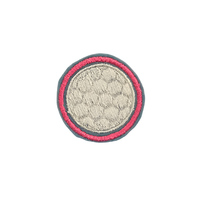 Golf Ball Iron-On Patch - Pink and Blue Embroidery