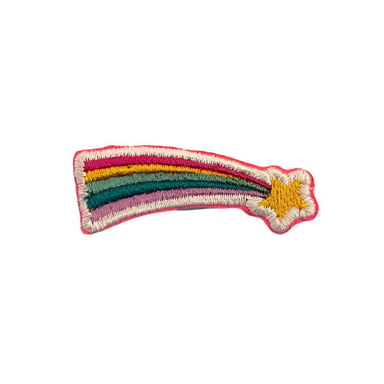 Rainbow Shooting Star Iron-On Patch - Colorful Embroidery