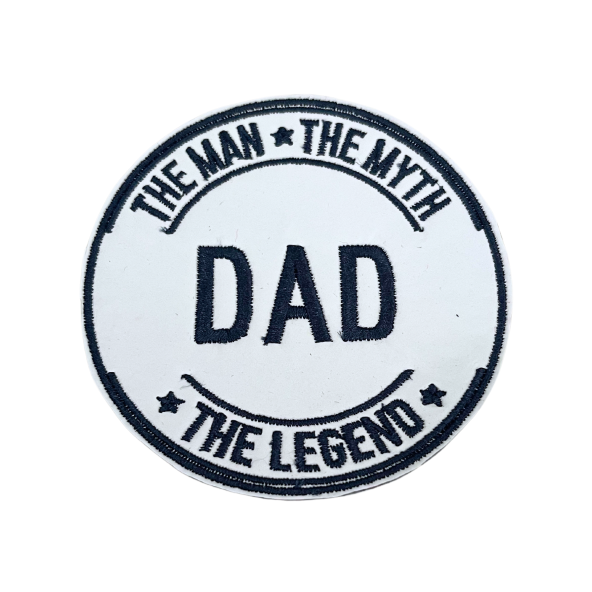 Handmade Dad Patch - The Man, The Myth, The Legend embroidered design.