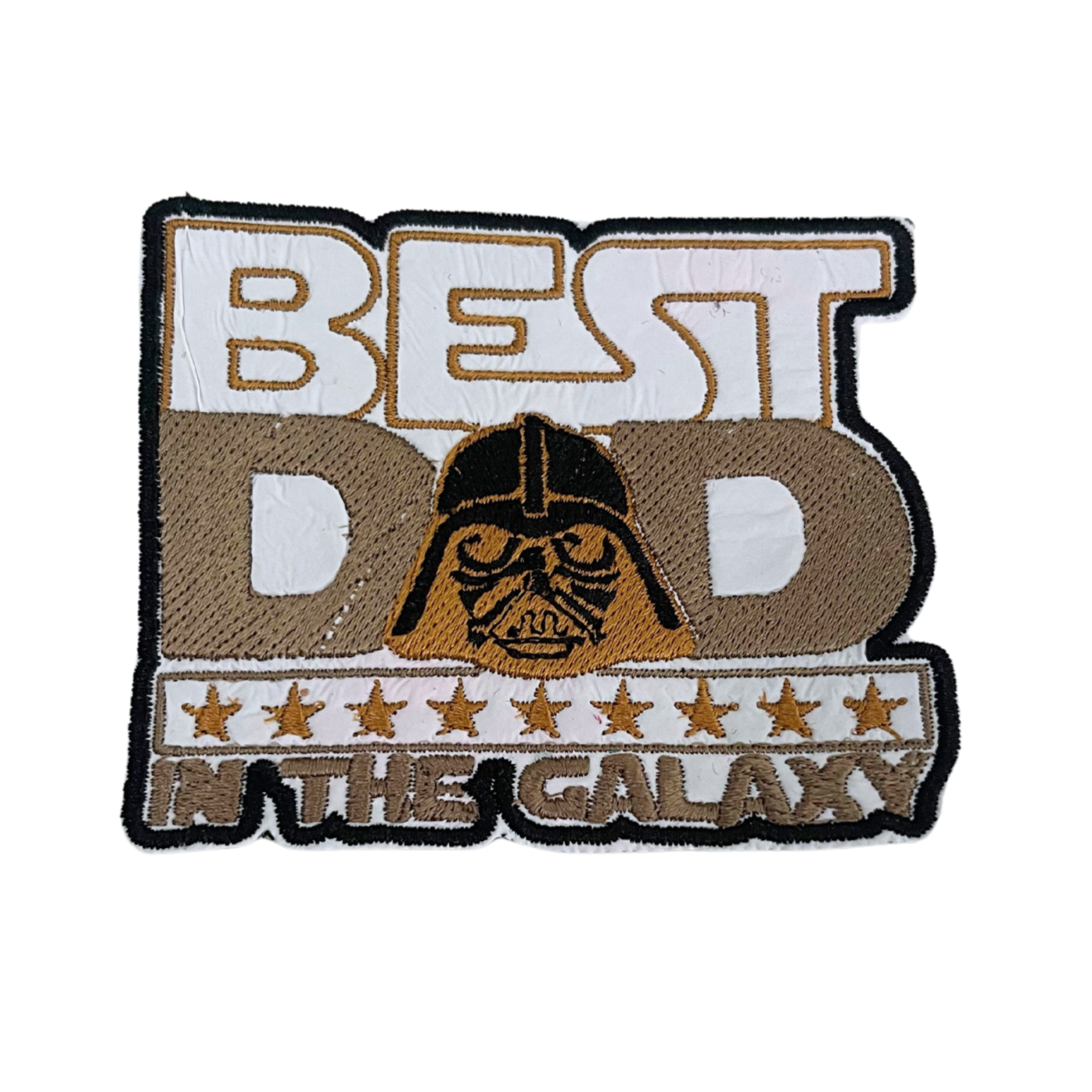 Handmade Best Dad in the Galaxy patch featuring a Darth Vader-inspired design.