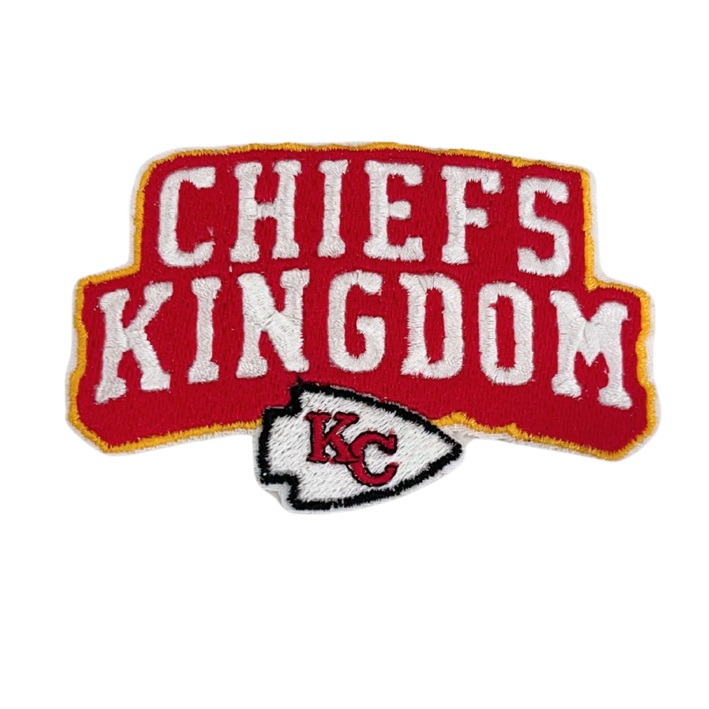 Handmade Chiefs Kingdom patch with bold colors and Kansas City Chiefs logo.