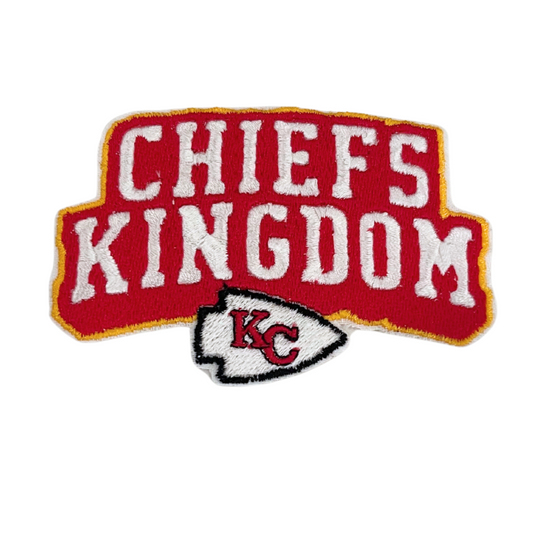 Handmade Chiefs Kingdom patch with bold colors and Kansas City Chiefs logo.