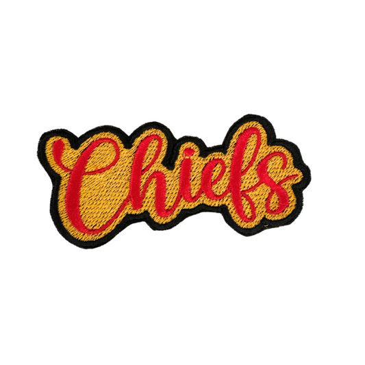 Chiefs embroidered patch with red and yellow lettering