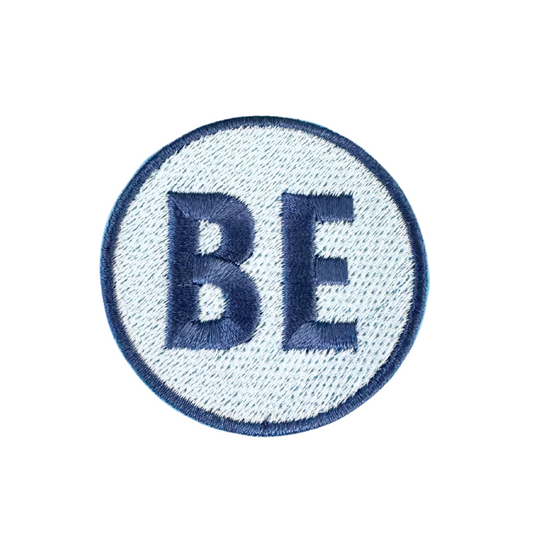 Navy blue Belinder Elementary "BE" patch