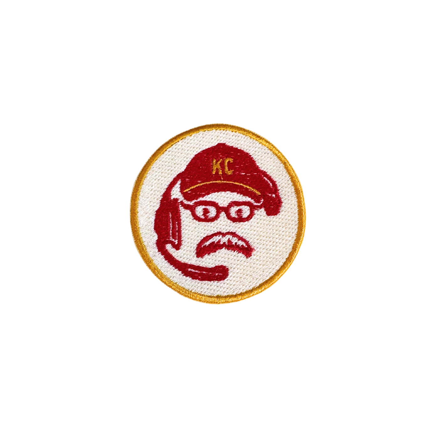 Handmade patch featuring Coach Andy Reid of the Kansas City Chiefs.

