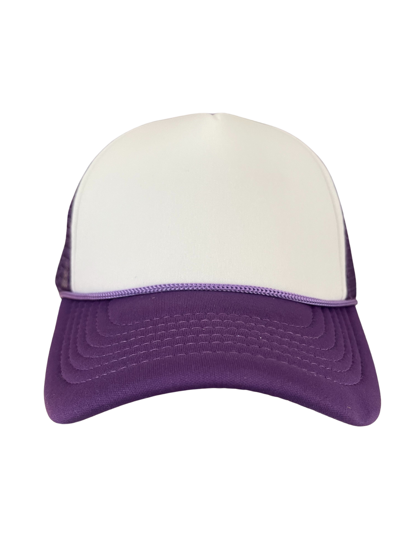 Adult Size - Purple and White Foam Trucker Hat Snap Adjustment