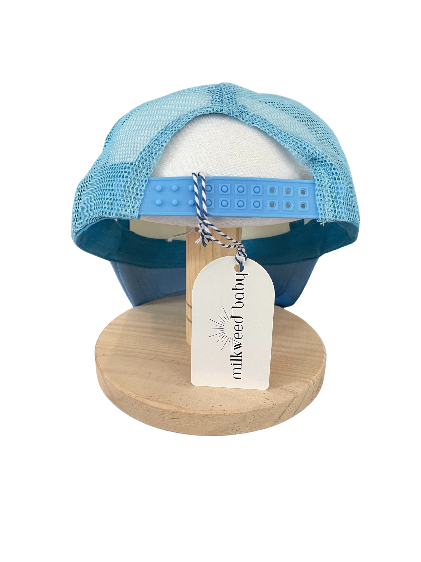 Adult Size - Light Blue and White Foam Trucker Hat Snap Adjustment