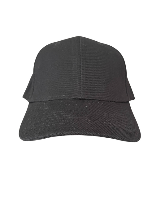 Adult Size - Black Canvas Baseball Hat Velcro Adjustment