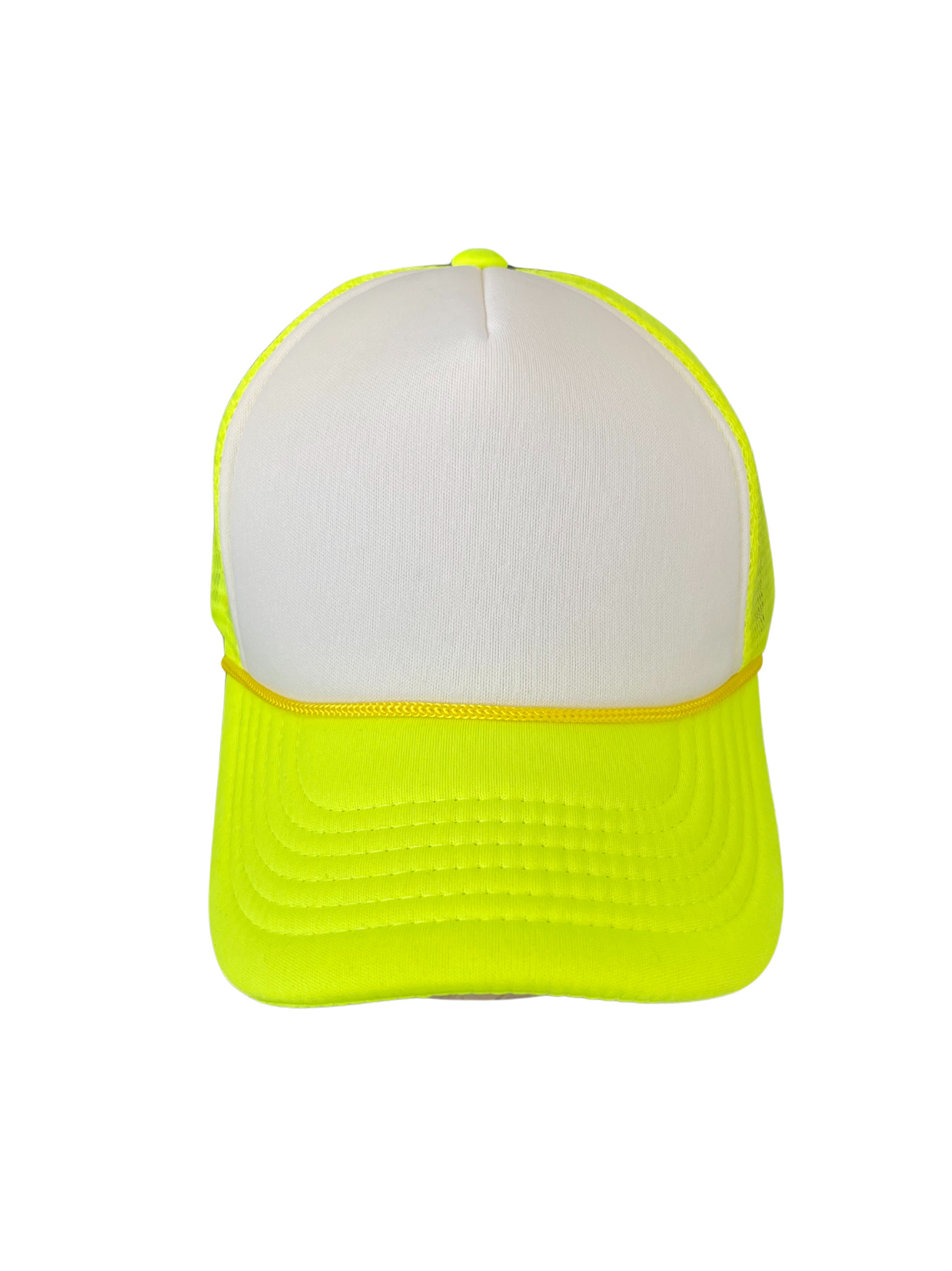 Adult Size - Neon Yellow & White Foam Trucker Hat Snap Adjustment