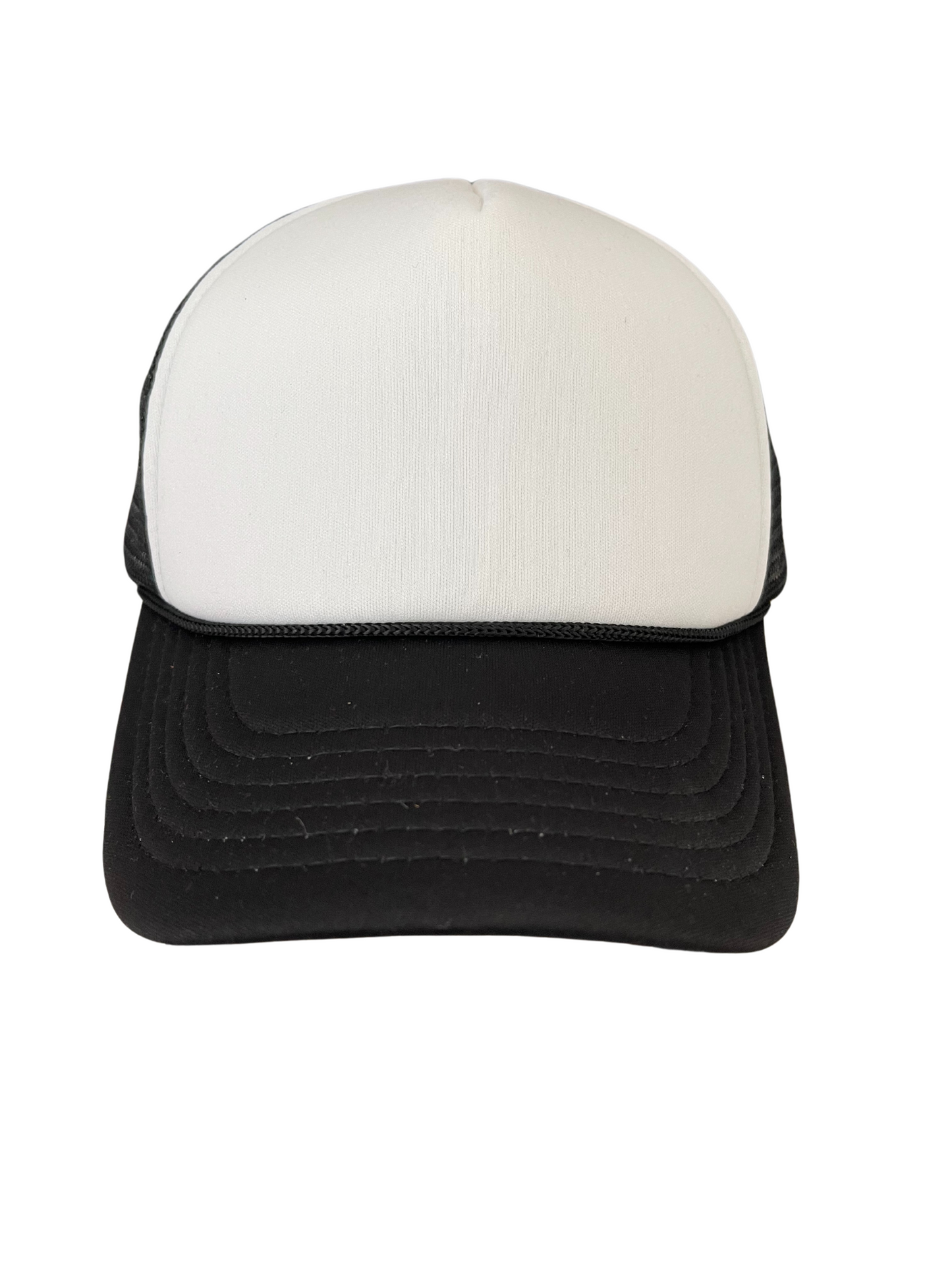 Adult Size - Black & White Foam Trucker Hat Snap Adjustment