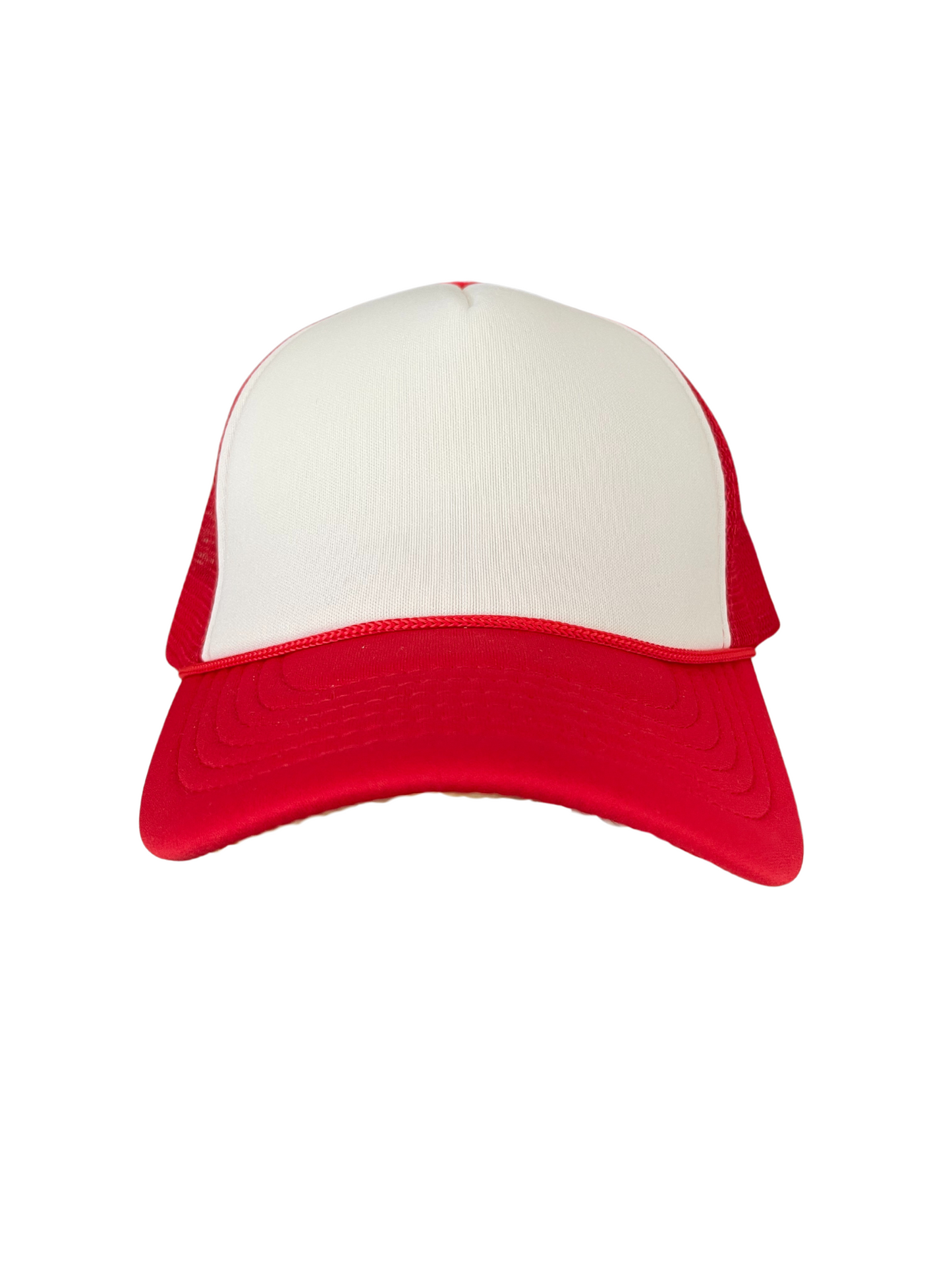 Adult Size - Red & White Foam Trucker Hat Snap Adjustment