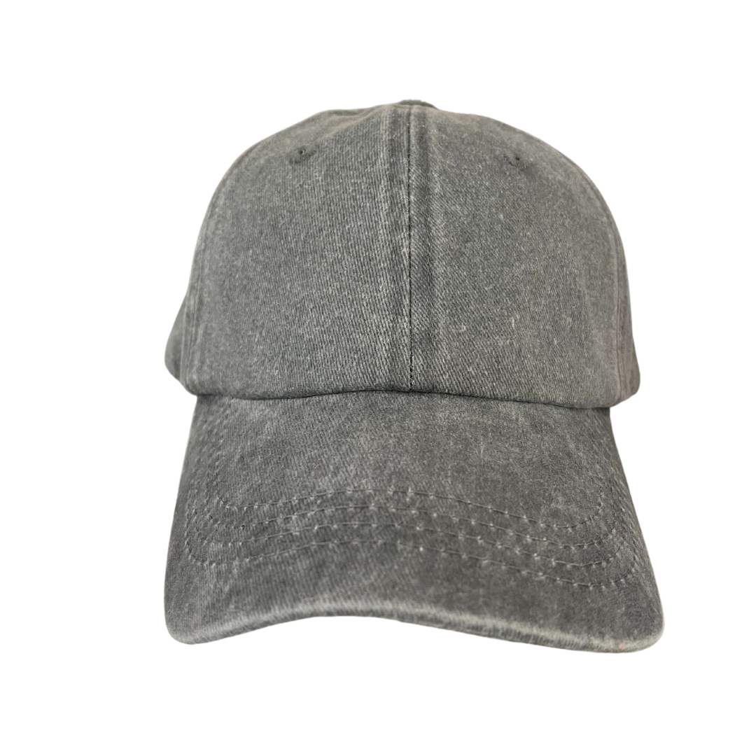 Adult Size Charcoal Canvas Ponytail Hat with Slide Adjustment