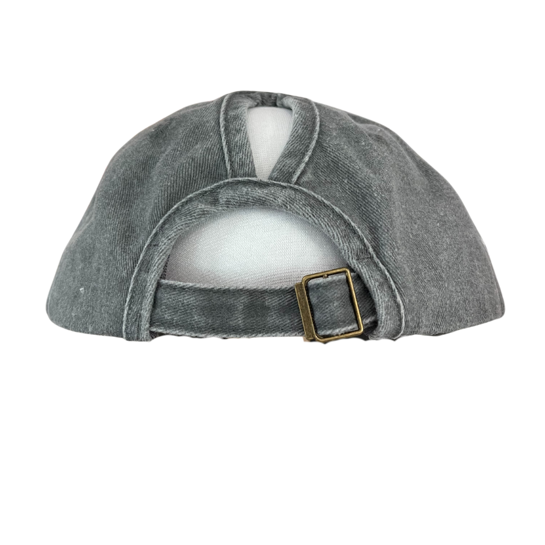 Adult Size - Charcoal Canvas Ponytail Hat Slide Adjustment