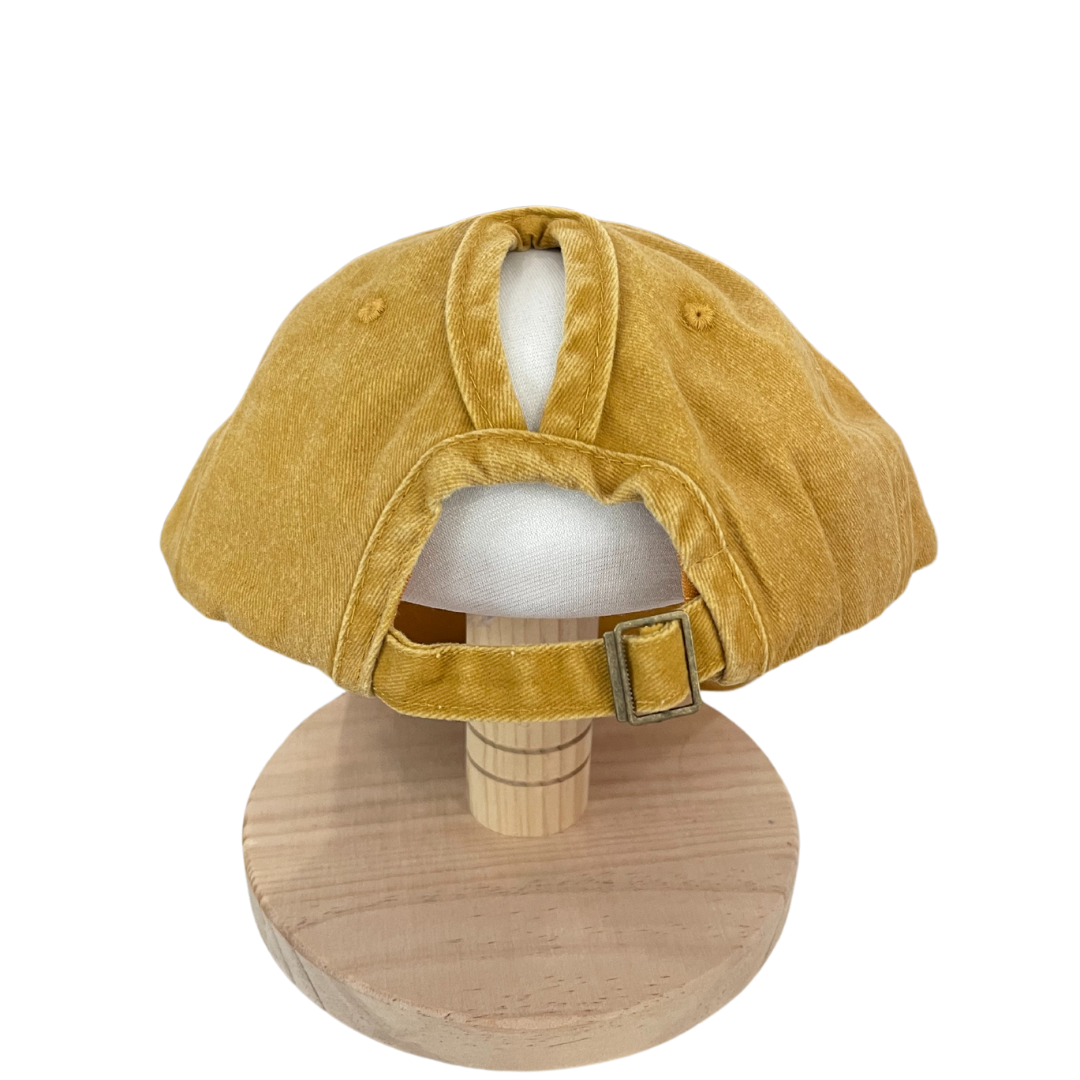 Adult Size - Mustard Canvas Ponytail Hat Slide Adjustment