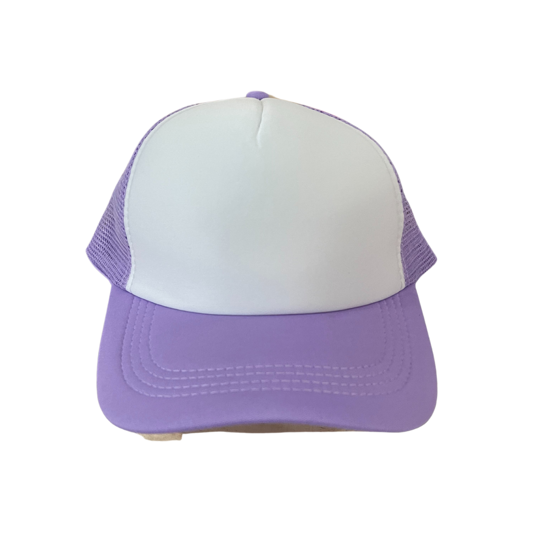 Adult Size - Lavender & White Foam Trucker Hat Snap Adjustment