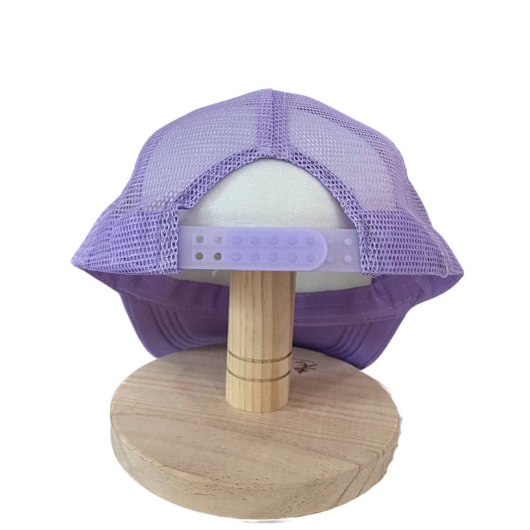 Adult Size - Lavender & White Foam Trucker Hat Snap Adjustment