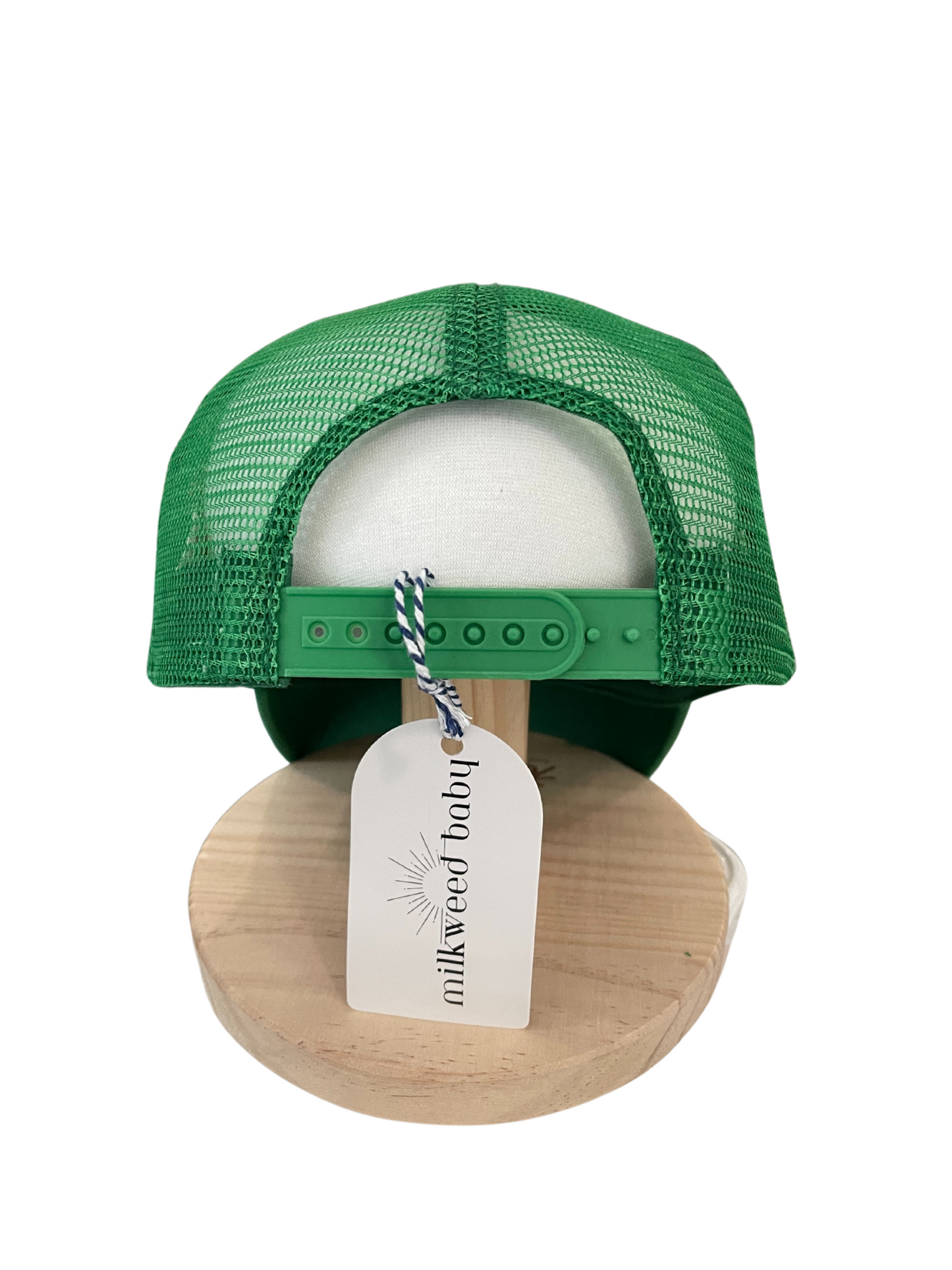 Adult Size - Green Canvas Trucker Hat Snap Adjustment