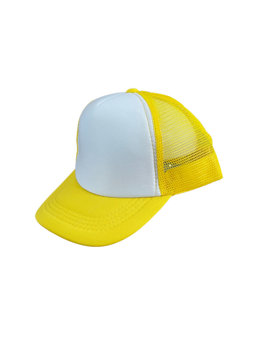 Youth Size - Yellow & White Foam Trucker Hat Adjustable Snap Back Closure