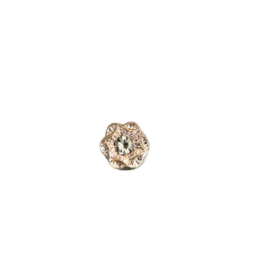 Rhinestone & Gold Flower Pin