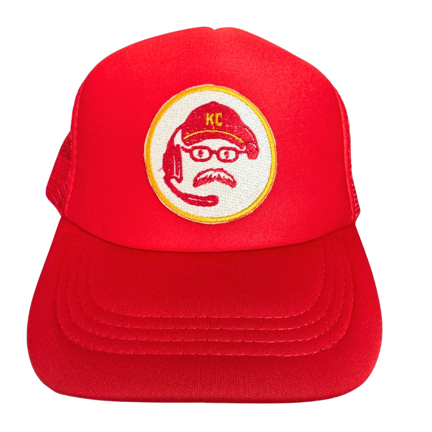 Youth Andy Reid KC Hat – Custom Embroidered Red Cap for Kids Handmade in Kansas City.